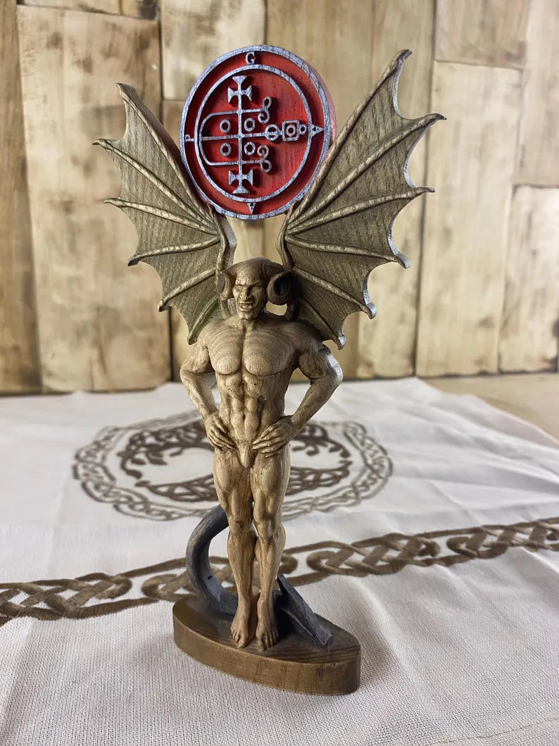 Demon Gaap Statue Goetia Sigil Occult Wooden Decor Demonology Art Sculpture Gothic Occult