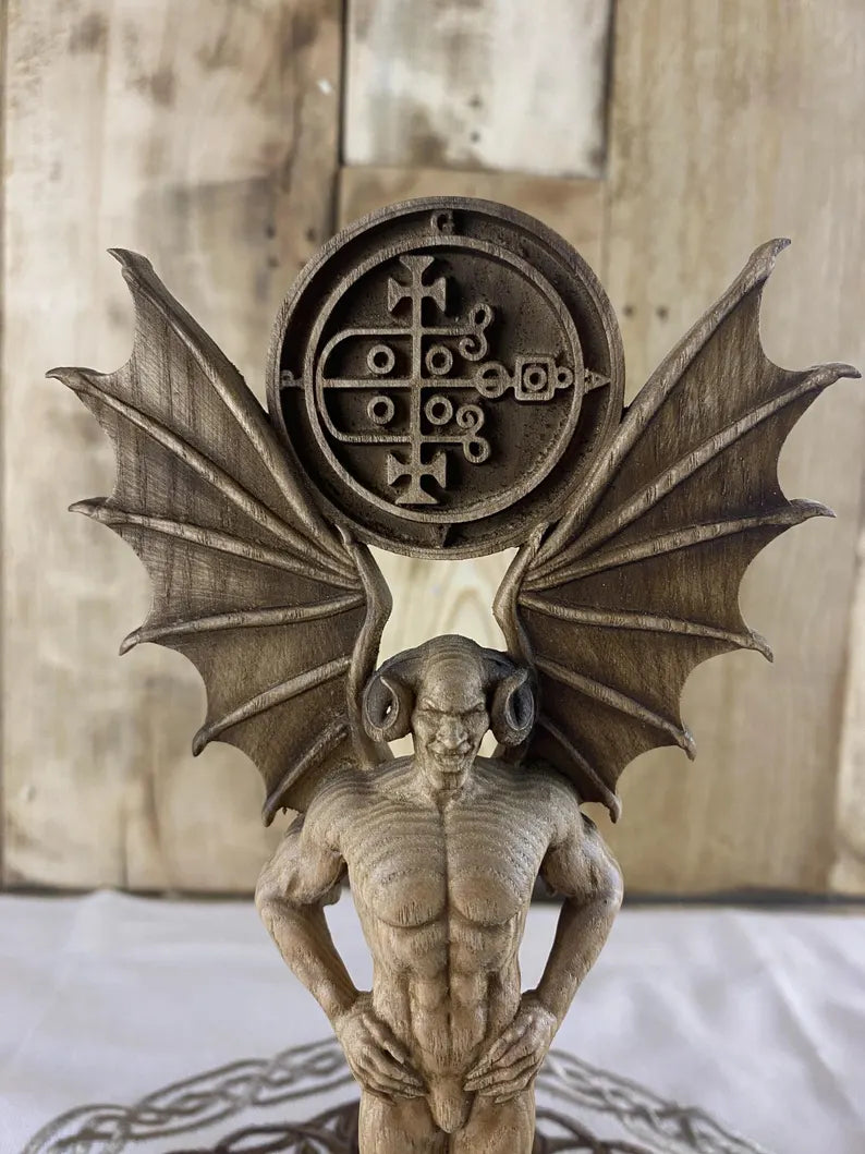 Demon Gaap Statue Goetia Sigil Occult Wooden Decor Demonology Art Sculpture Gothic Occult