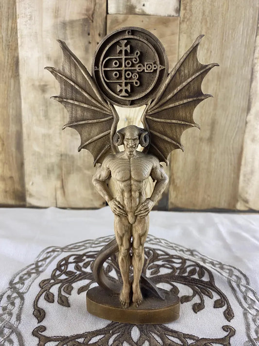 Demon Gaap Statue Goetia Sigil Occult Wooden Decor Demonology Art Sculpture Gothic Occult