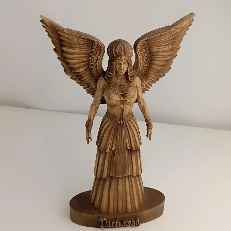 Ninhursag Wooden Statue – Sumerian Mother Goddess Altar Deco Mesopotamian Fertility Sacred Feminine Altar