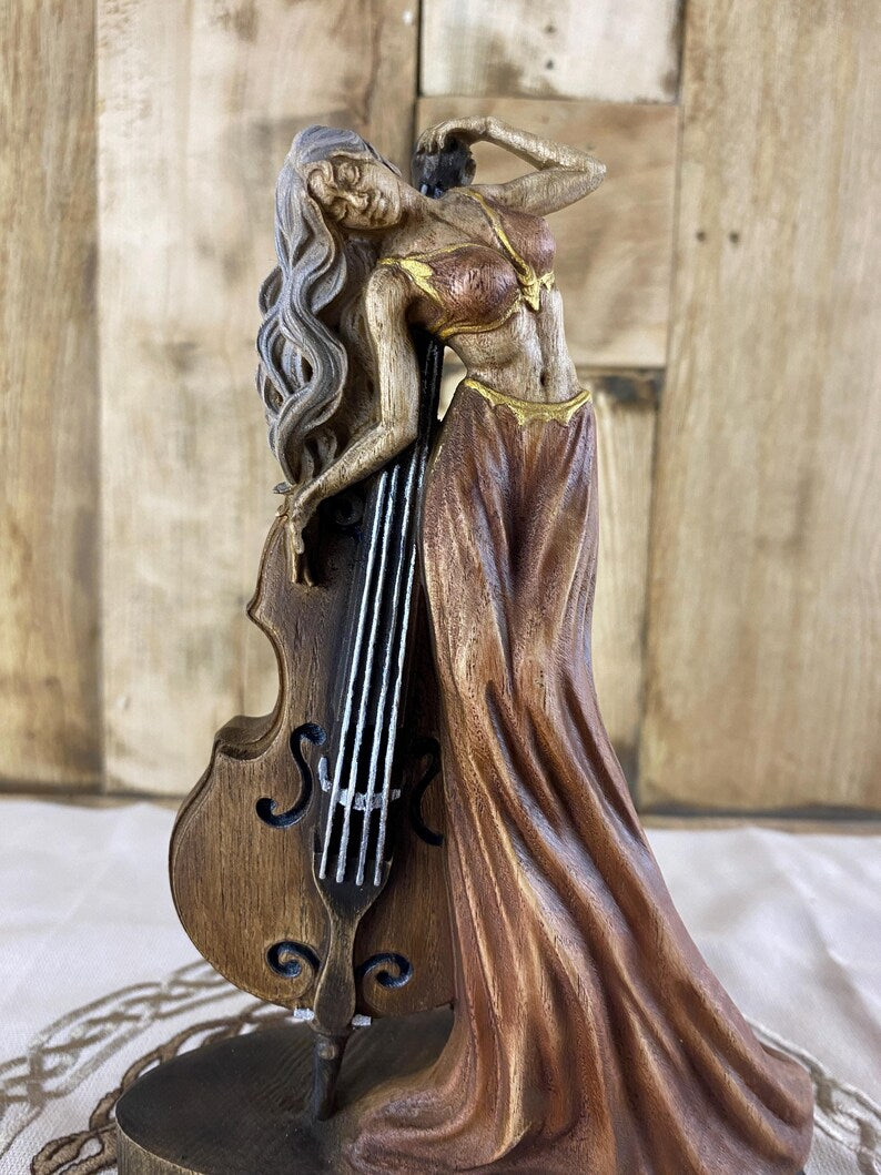 Klepoth Demon Violinist Statue - Handmade Gothic Dark Fantasy Art