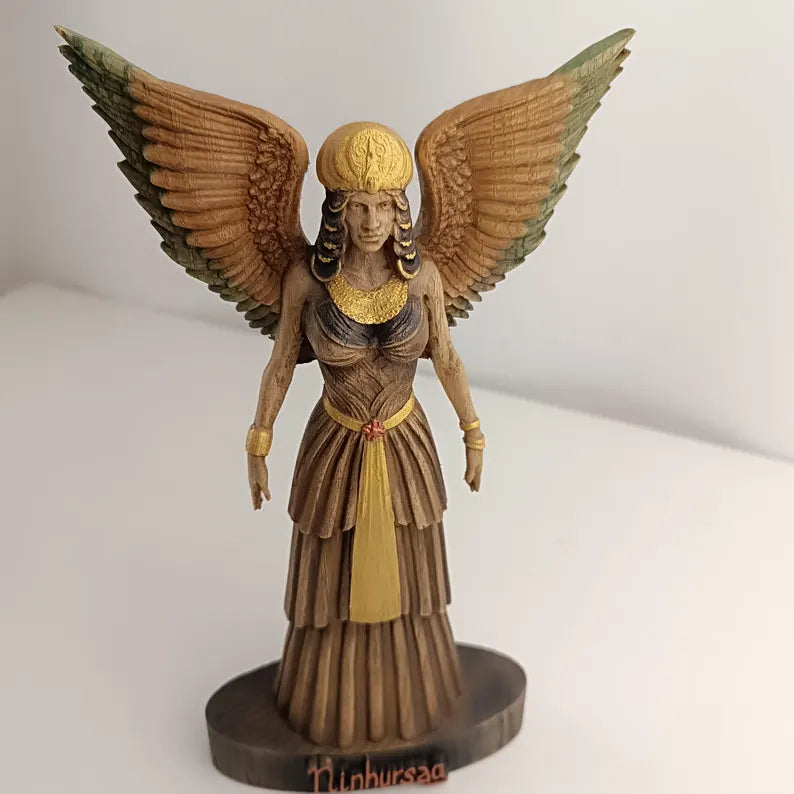 Ninhursag Wooden Statue – Sumerian Mother Goddess Altar Deco Mesopotamian Fertility Sacred Feminine Altar