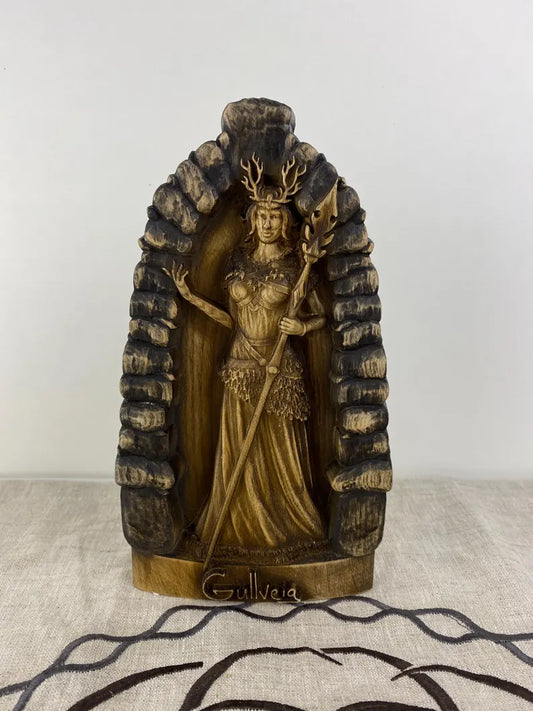 Gullveig Wooden Statue | Norse Goddess of Gold & Seiðr | Viking Mythology Decor | Sacred Pagan Sculpture