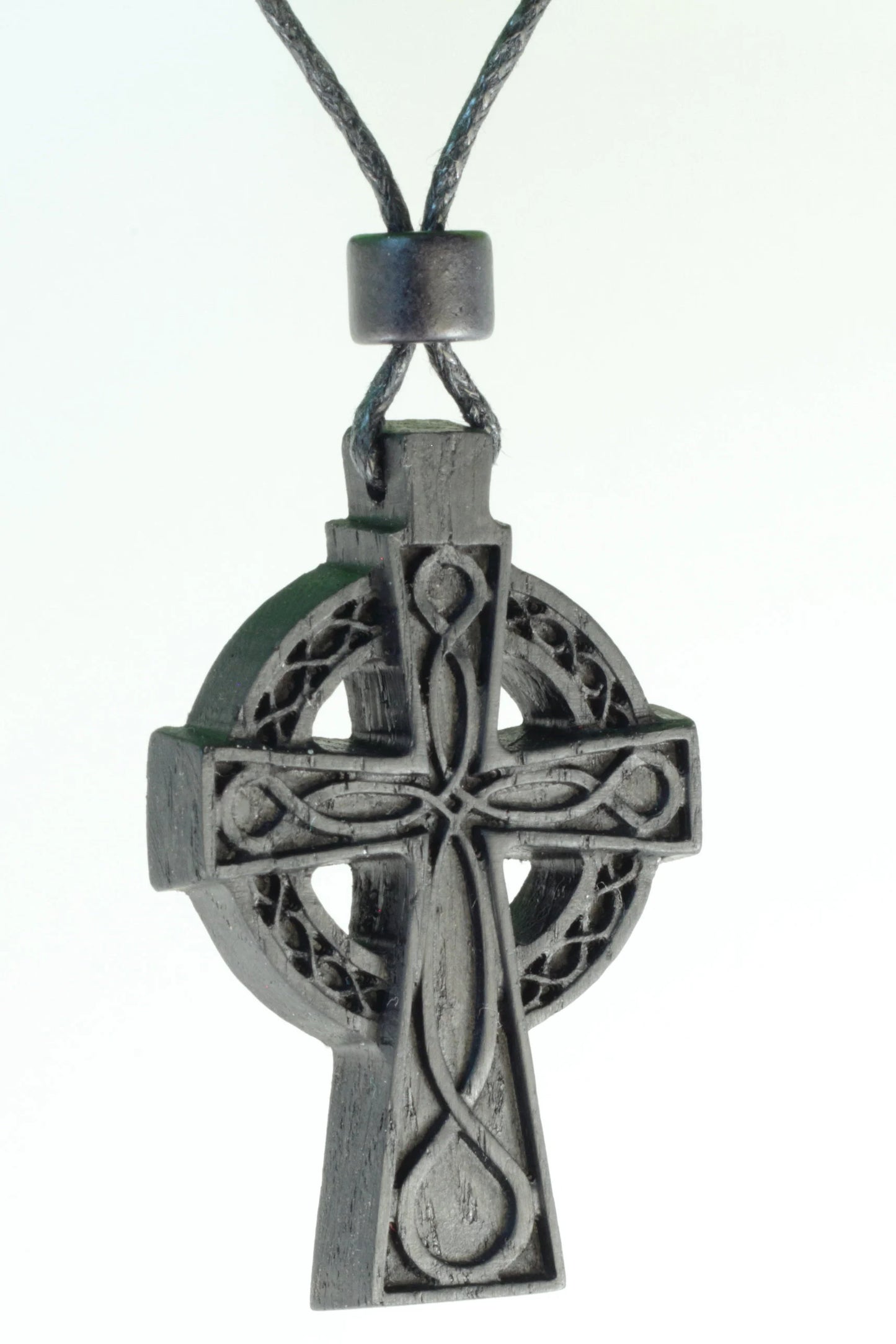 Celtic Irish Bog Oak Cross Wooden Pendant