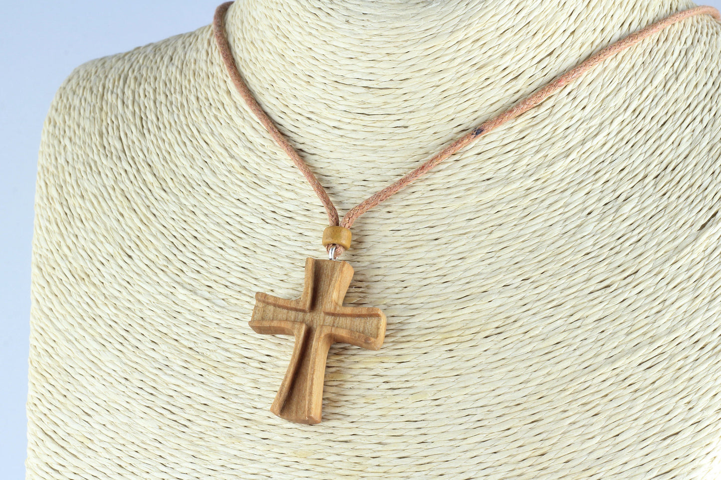 Handcrafted Wooden Cross Pendant with Adjustable Cord