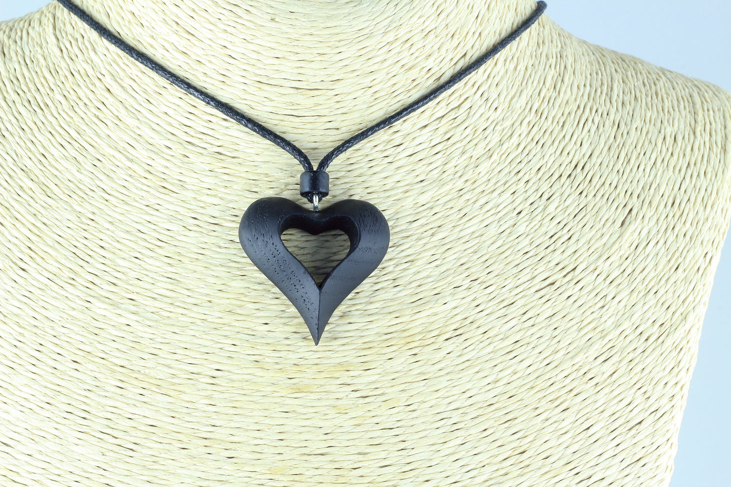 Hand Carved Bog Oak Heart Pendant