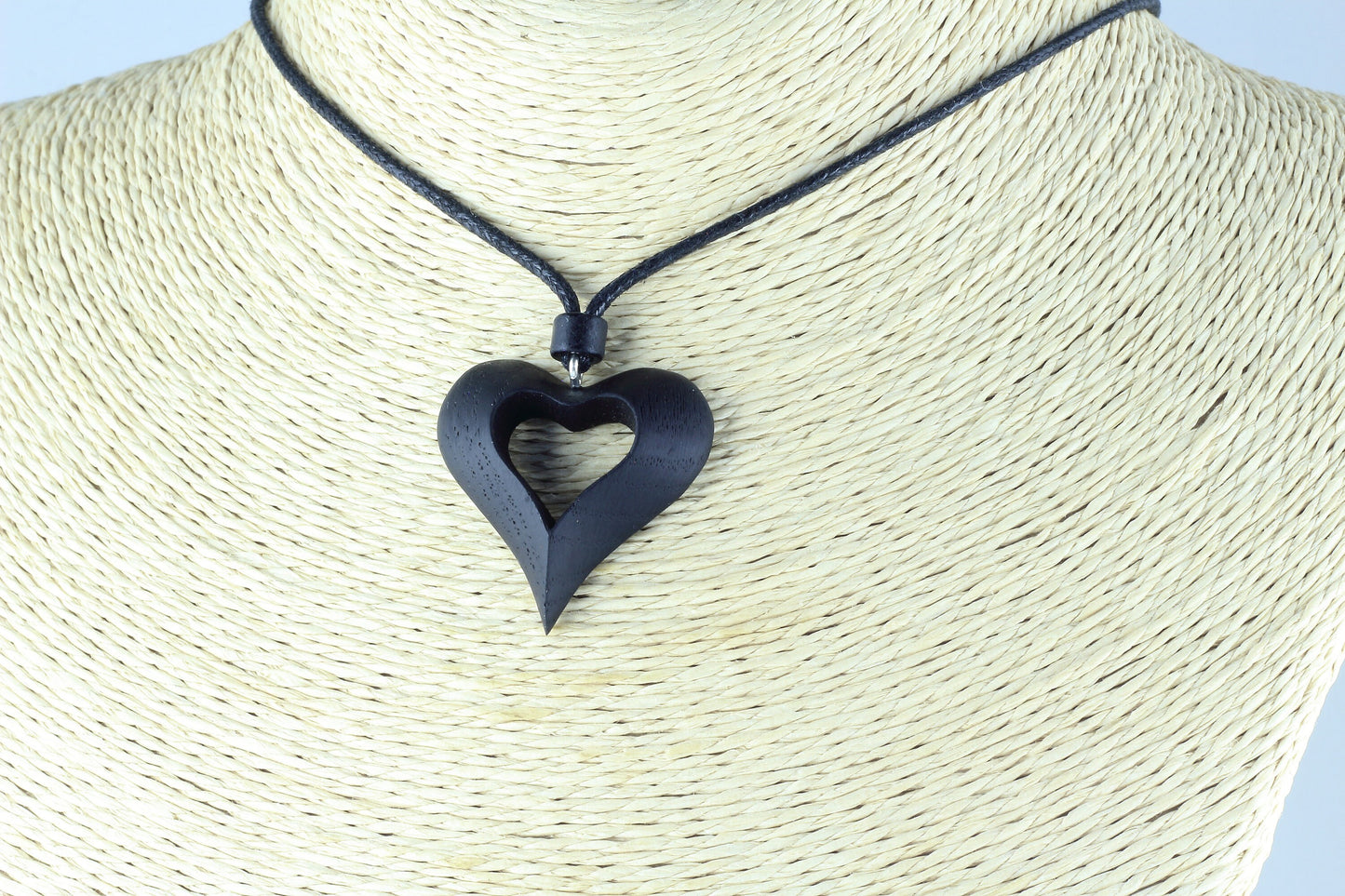 Hand Carved Bog Oak Heart Pendant