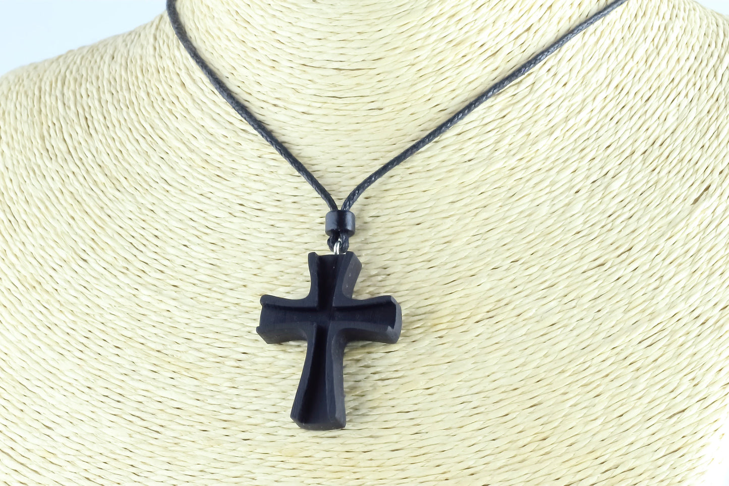 Handcrafted Wooden Cross Pendant with Adjustable Cord