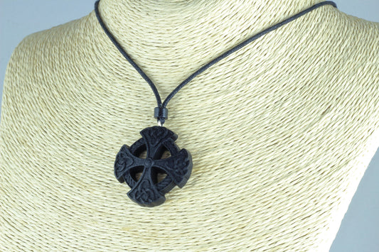 Celtic Cross Necklace from 5000-Year-Old Bog Oak