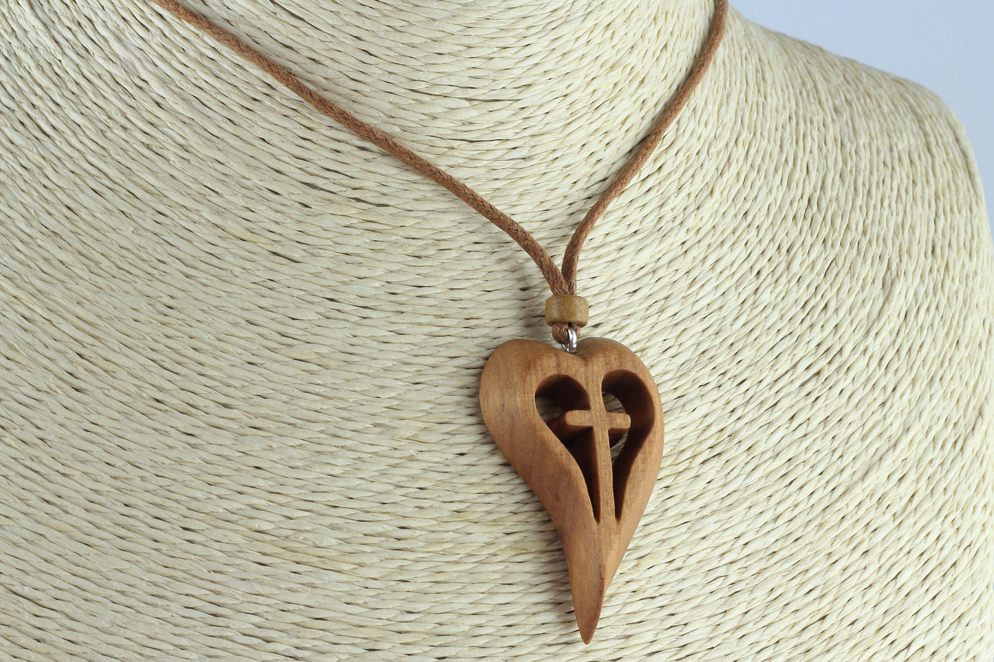 Hand-Carved Cherry Heart Pendant