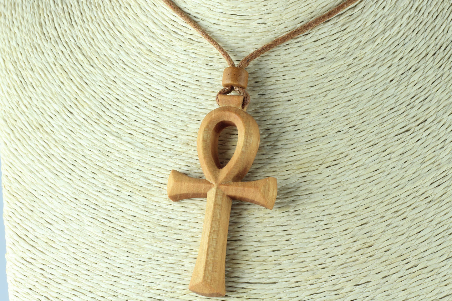 Handcrafted Wooden Ankh Necklace - Egyptian Cross Pendant