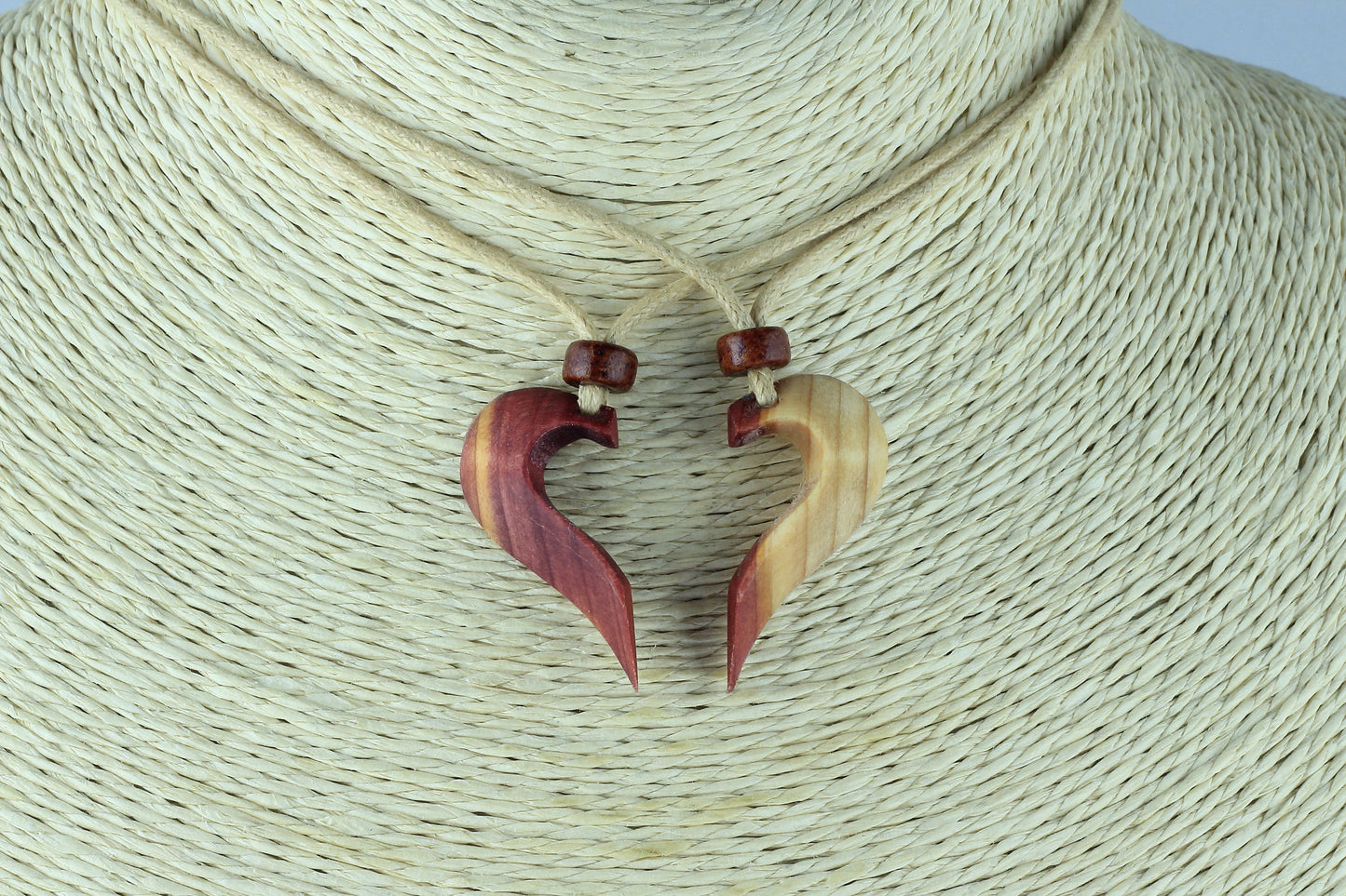 Bog Oak and Juniper Heart Pendants