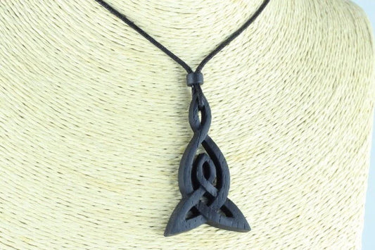 Irish Bog Oak Celtic Knot Necklace - Mother and Child Design