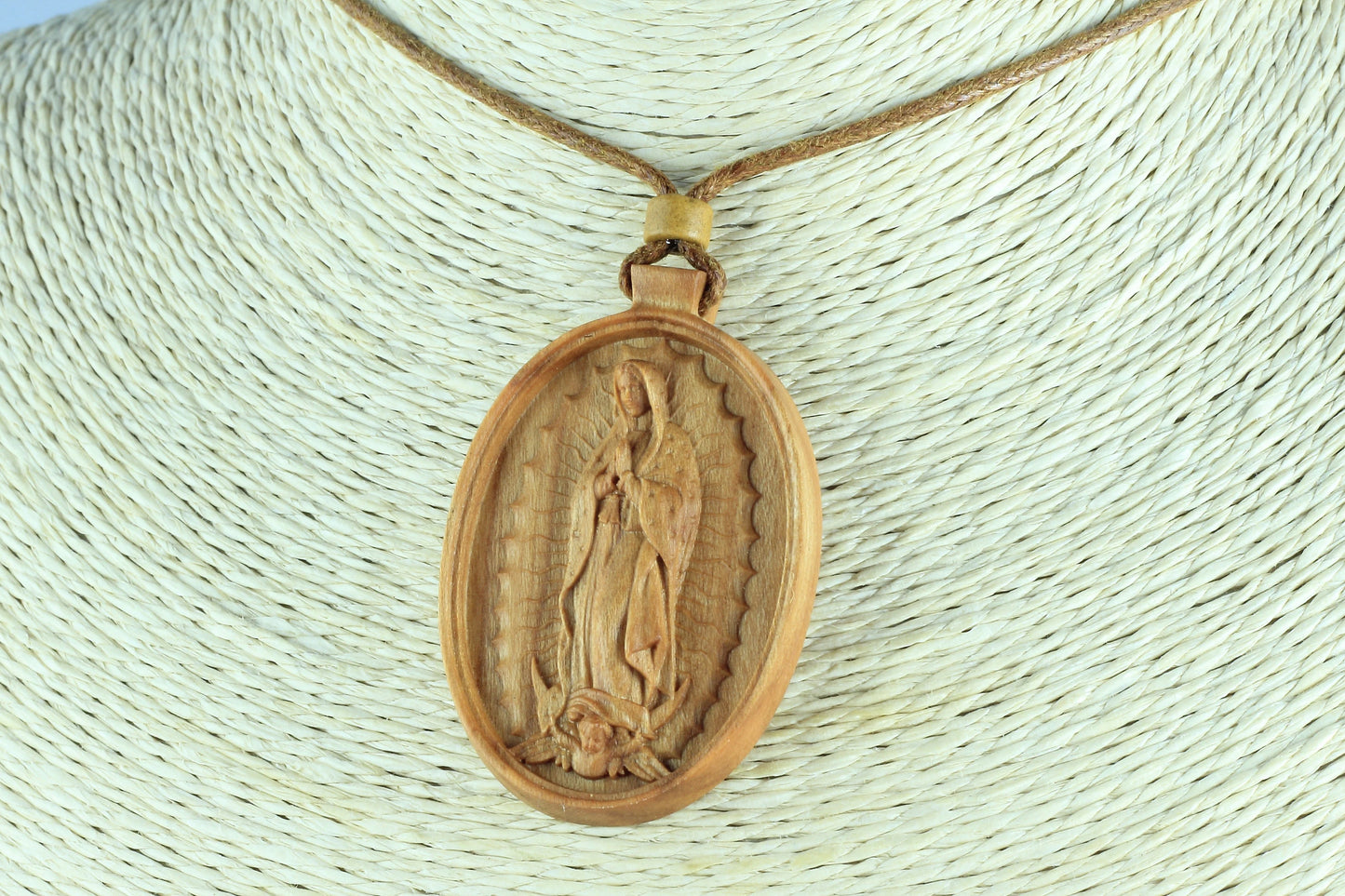 Exquisite Our Lady of Guadalupe Wood Necklace | Catholic Jewelry