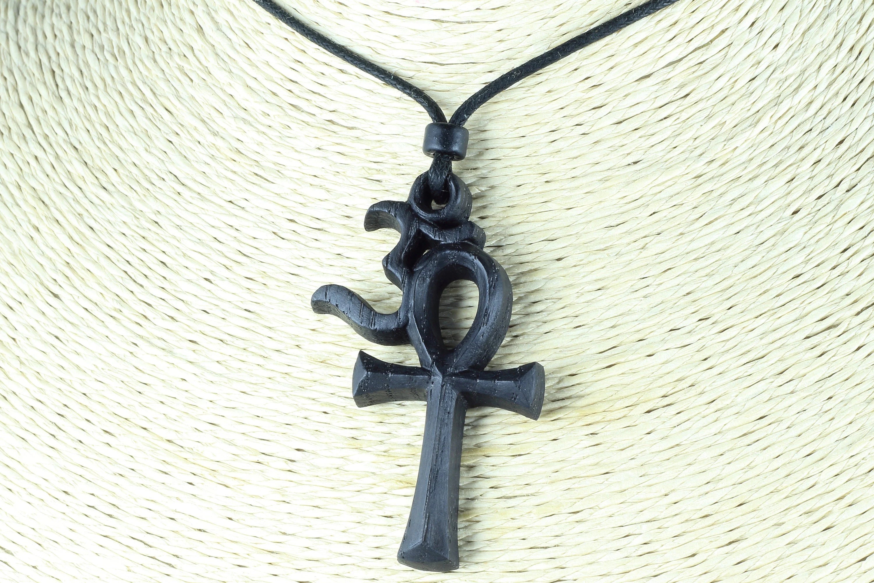Wooden Beaded Necklace & Wooden : Ankh Cross Pendant (Rasta Colors) -  Reggae Land Muzik Store