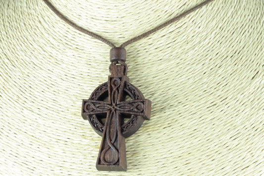 Celtic Cross Wooden Irish Cross Pendant