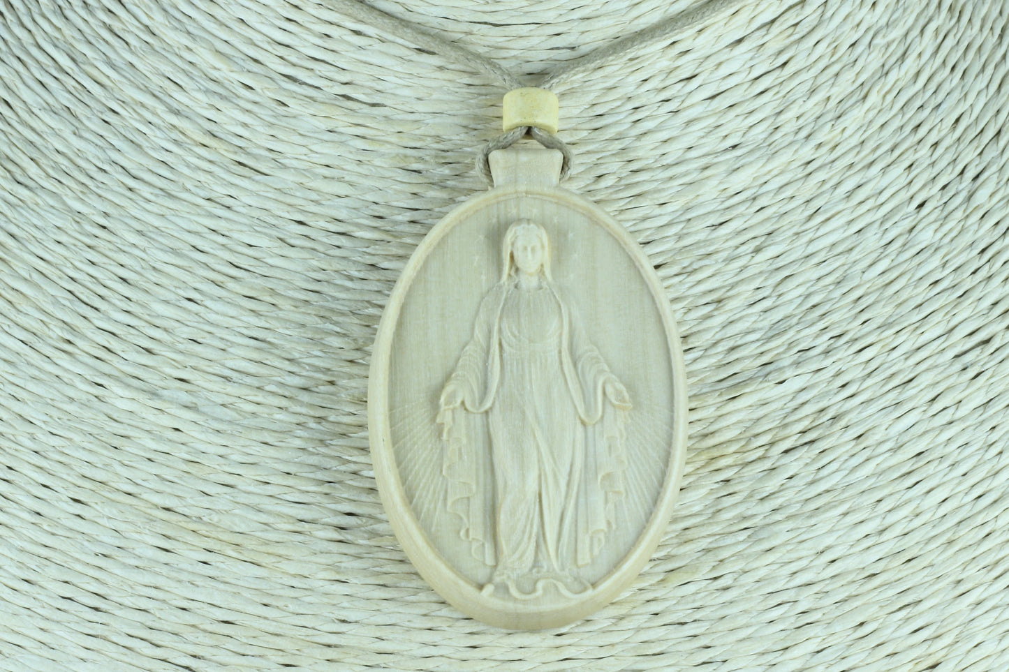 Wood Symbolize Devotion with St. Mary Pendant