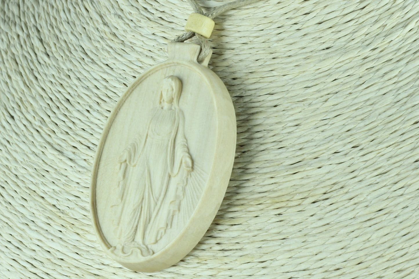 Wood Symbolize Devotion with St. Mary Pendant