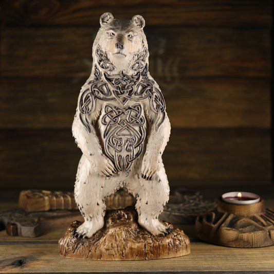 Carving Viking Bear Statue Artio - Wooden Viking Statue