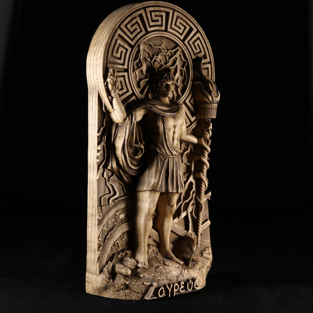 Wooden Statue Zagreus: A Mythical Carving of Ancient Greek Deity
