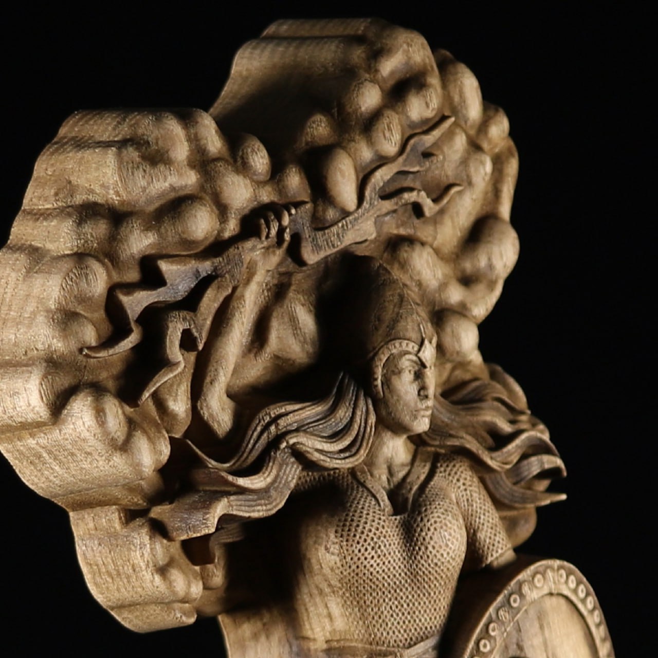 Handmade Wood Carving of Dodola, Slavic Goddess of Clouds and Rain