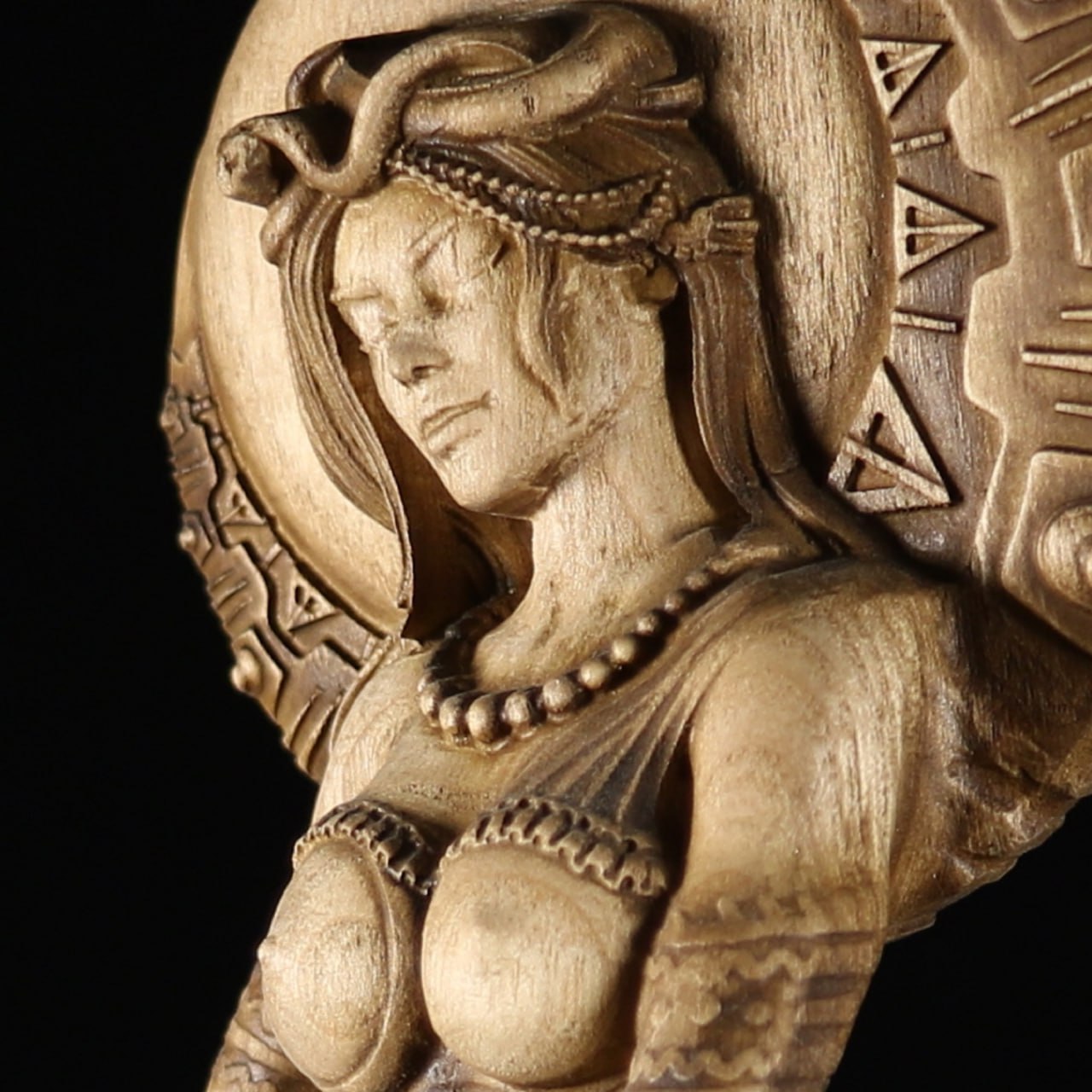 Sacred Wooden Ixchel Statue Symbol of Feminine Power Art Carving Shop