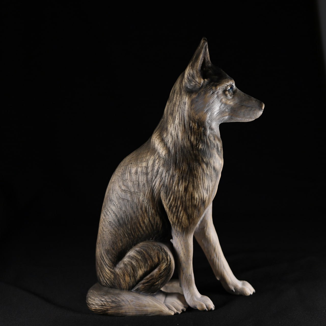 Captivating Wooden Husky Dog Statue: A Masterpiece of Craftsmanship