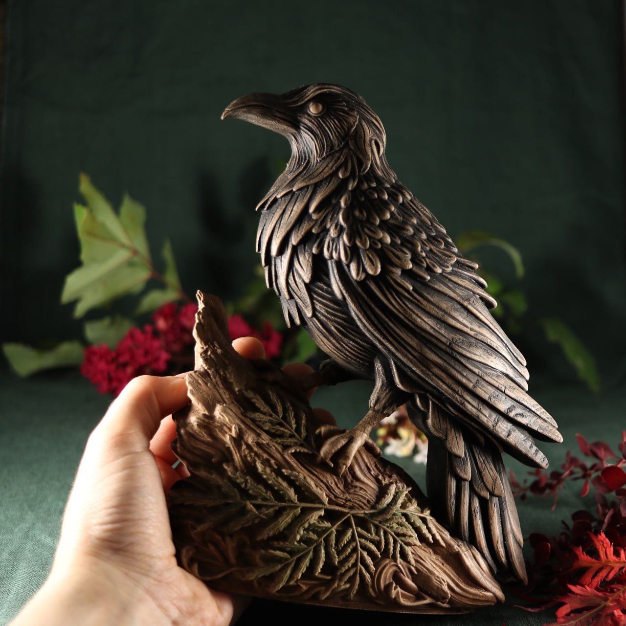 Captivating Raven Wood Statue: A Majestic Tribute to Nature's Enigma