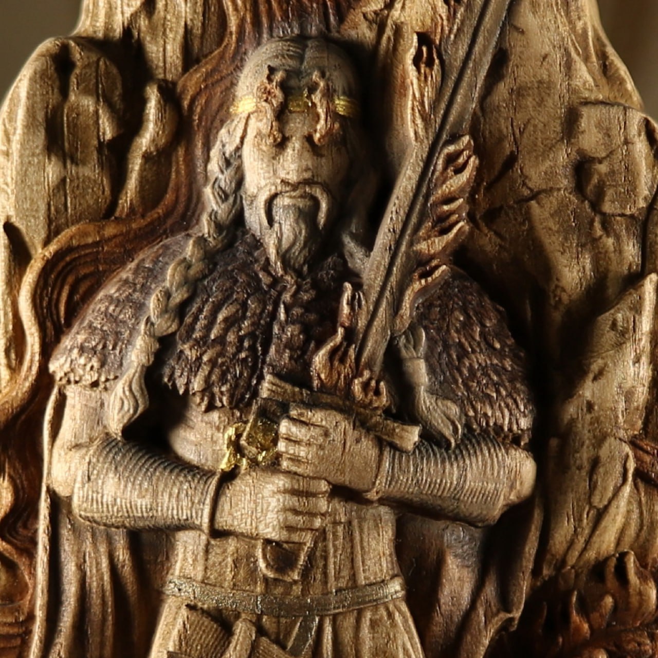 Surtr, The Mighty Fire Giant: Handcrafted Wood Carved Statue from Norse Mythology