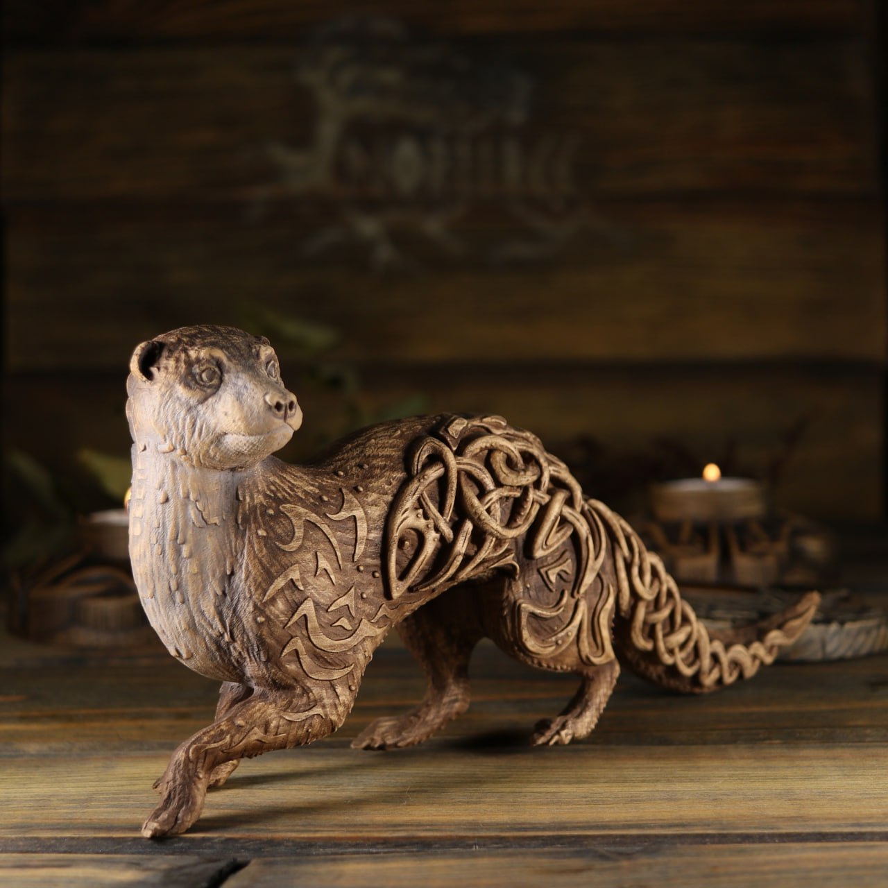 The Enchanting Wooden Otter Sculpture: A Bridge Between Celtic and Norse Mythology