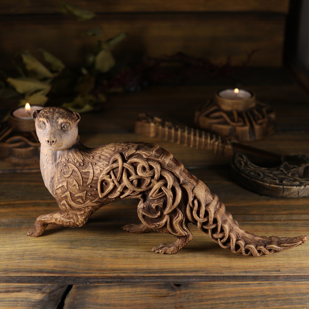 The Enchanting Wooden Otter Sculpture: A Bridge Between Celtic and Norse Mythology