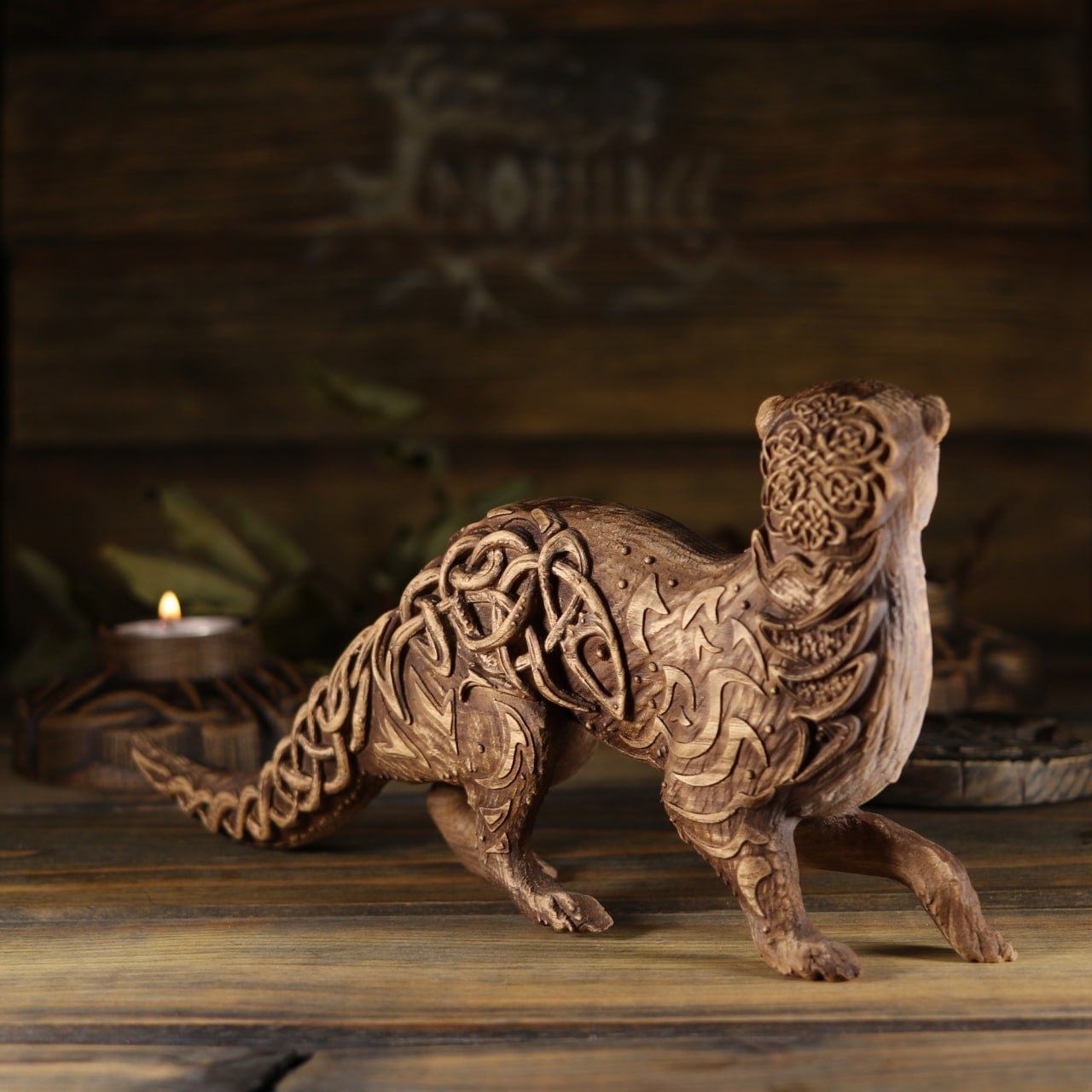 The Enchanting Wooden Otter Sculpture: A Bridge Between Celtic and Norse Mythology