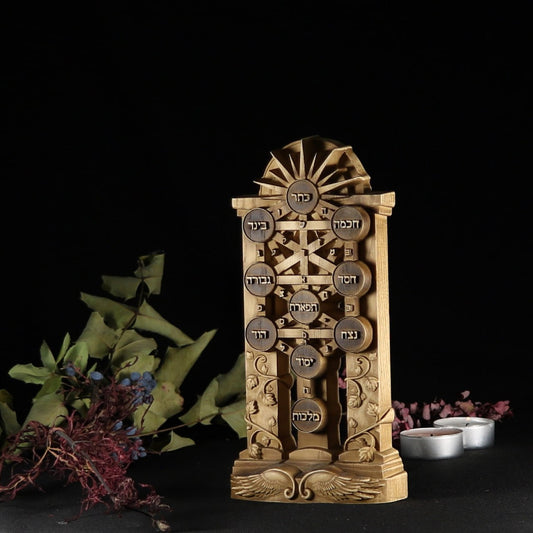 Enchanting Wooden Carved Tree of Life Sephirot: Embrace Spiritual Wisdom and Renewal