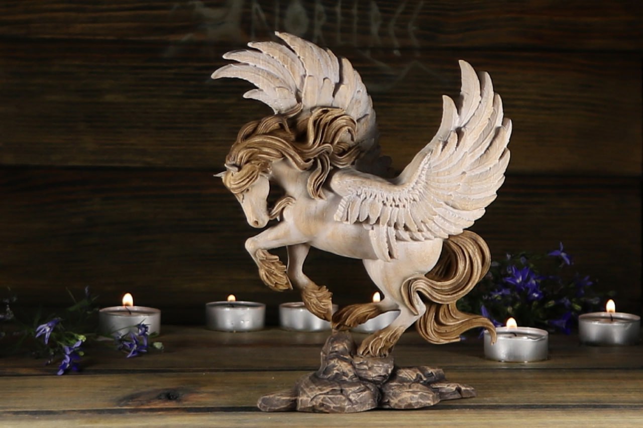 Wooden Greek Pegasus Statue