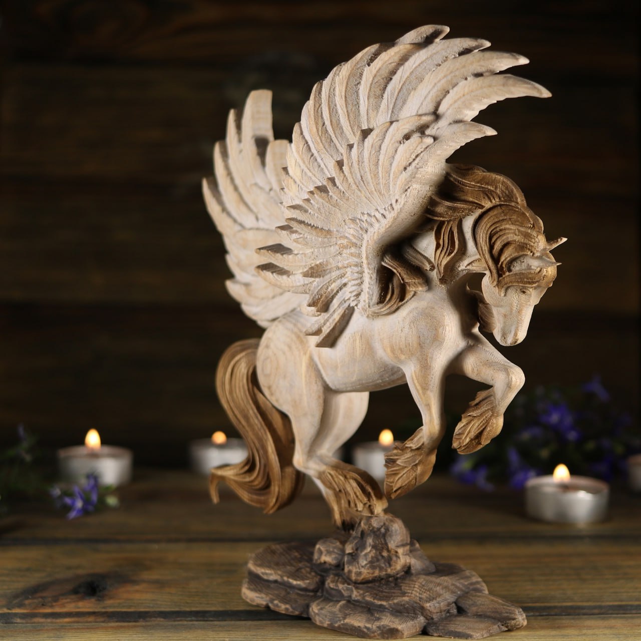 Wooden Greek Pegasus Statue