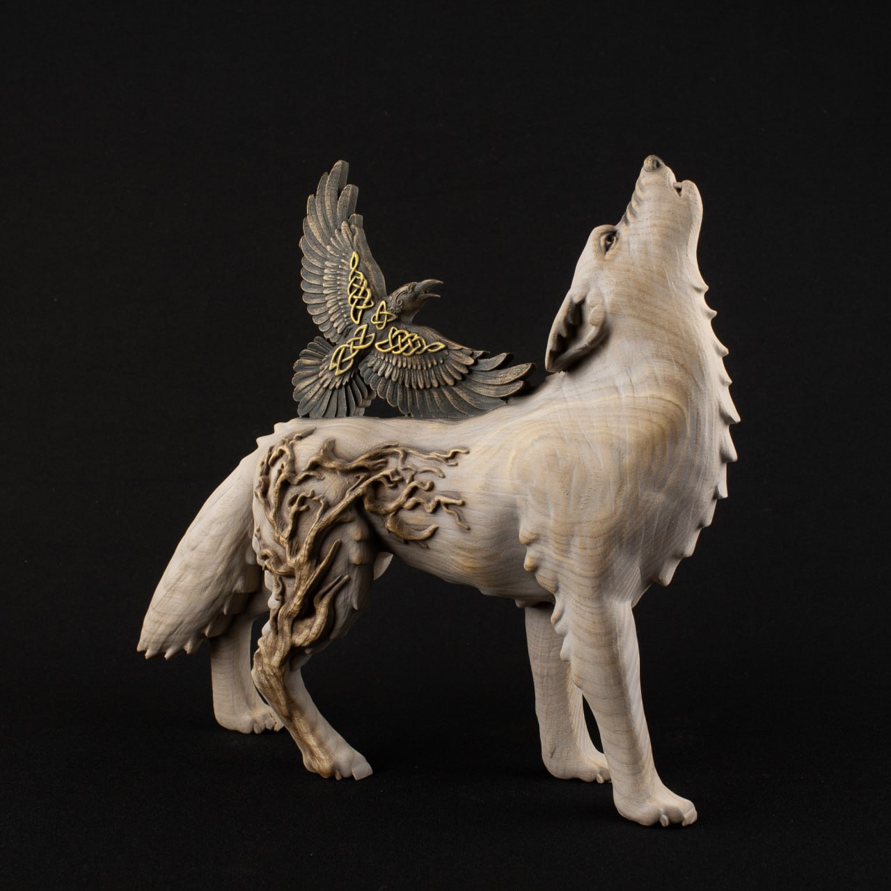 Raven & Wolf: Norse Mythology Statue