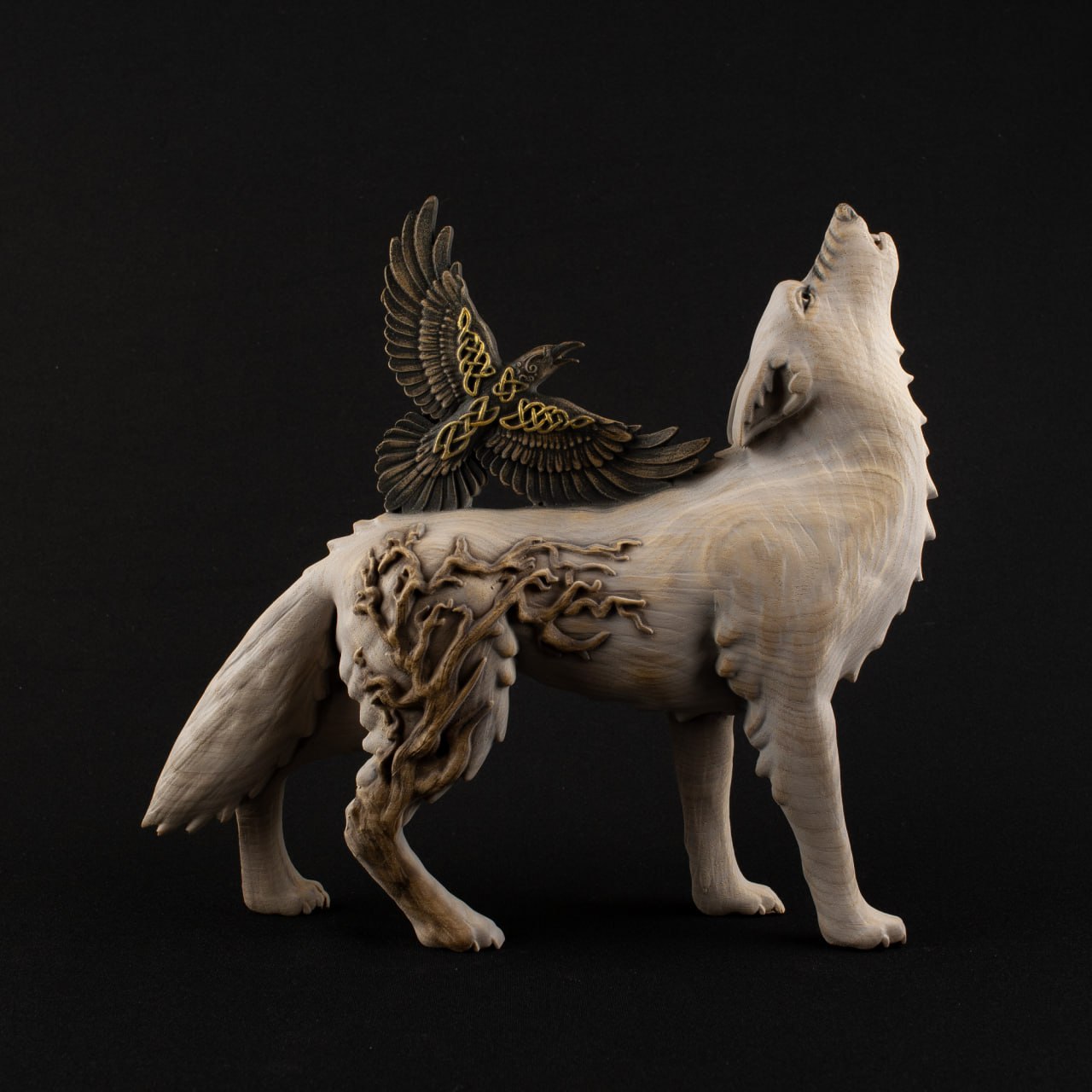 Raven & Wolf: Norse Mythology Statue