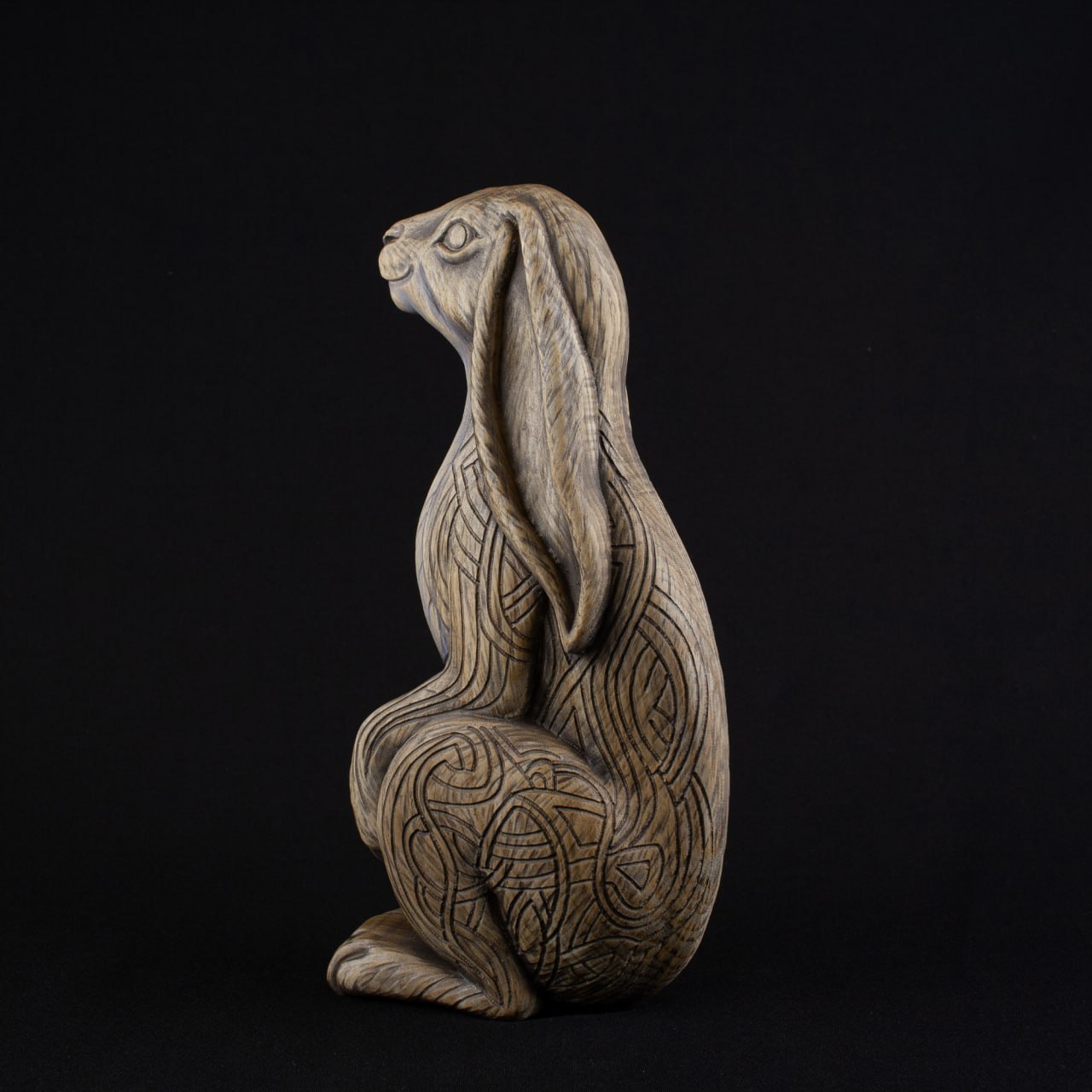 Wooden Norse Pagan Rabbit Statue: Symbol of Life & Fertility