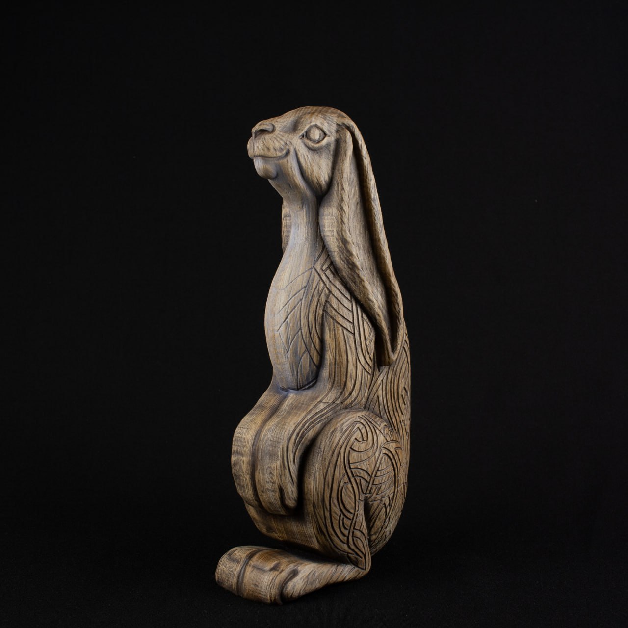 Wooden Norse Pagan Rabbit Statue: Symbol of Life & Fertility