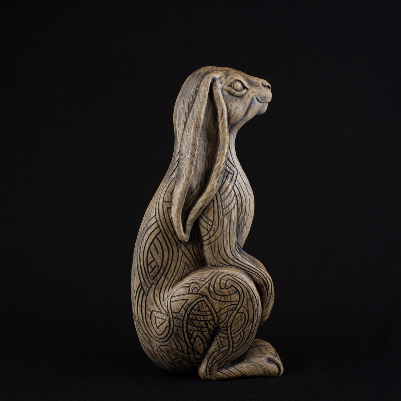 Wooden Norse Pagan Rabbit Statue: Symbol of Life & Fertility