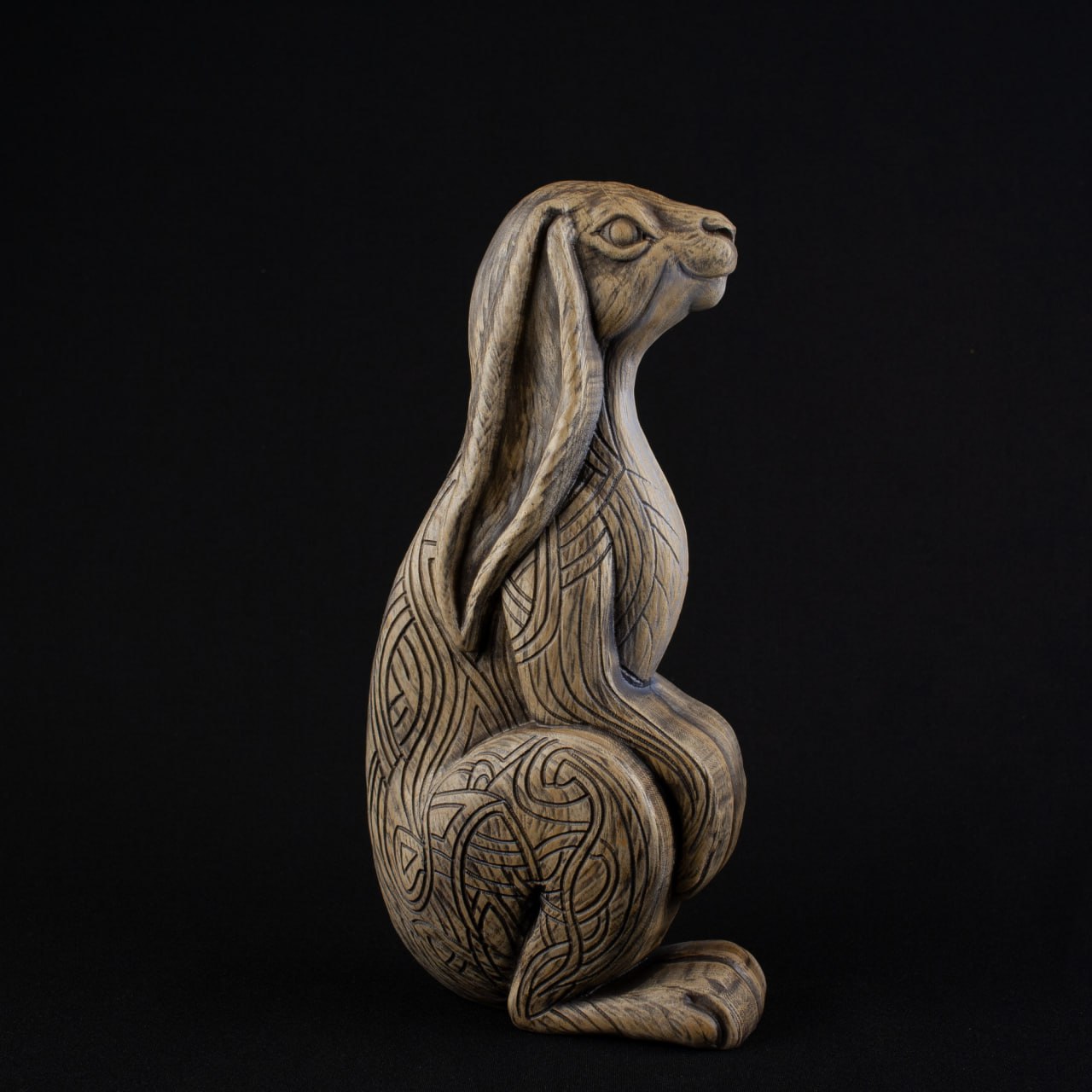 Wooden Norse Pagan Rabbit Statue: Symbol of Life & Fertility