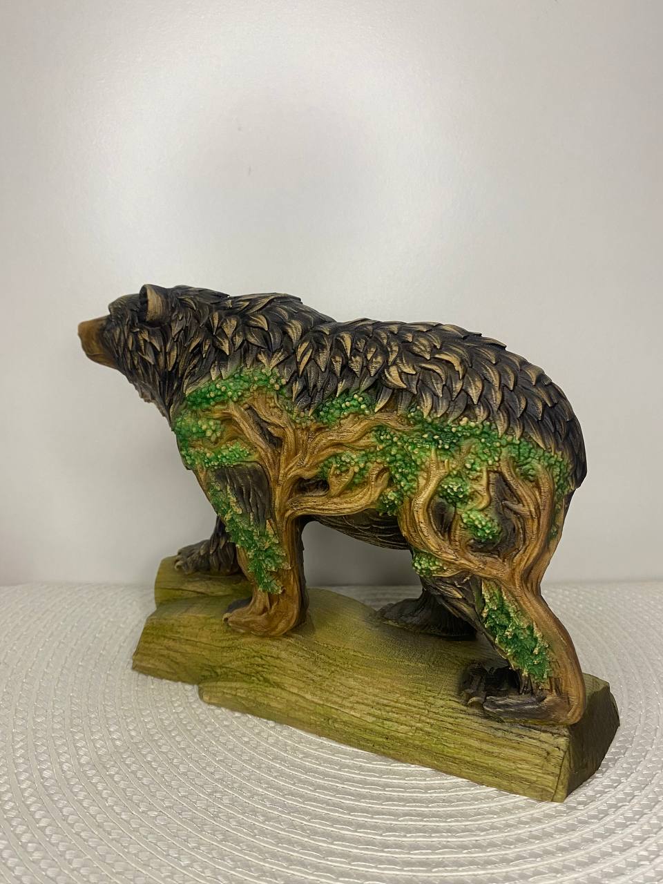 Bear Wood Forest Design Nature Decor Rustic Sculpture Wooden Carved  Woodland Animal Totem