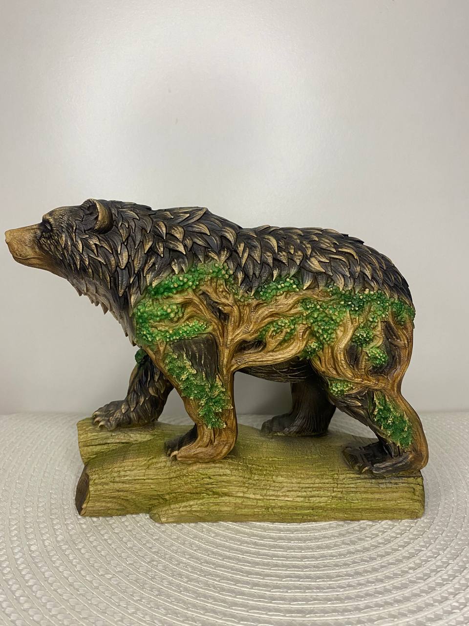 Bear Wood Forest Design Nature Decor Rustic Sculpture Wooden Carved  Woodland Animal Totem