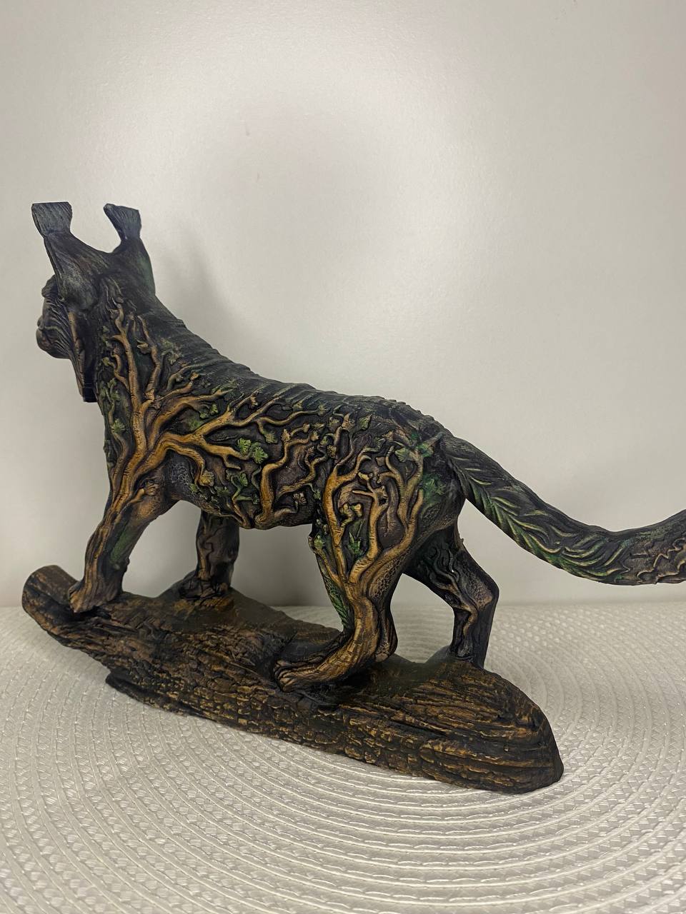 Wild Cat Figurine Wooden Statue Norse Mythology Scandinavian Minimalist Decor Totem Forest Spirit