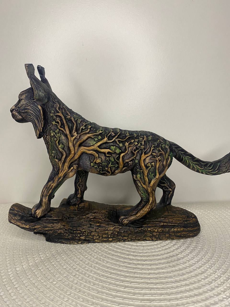 Wild Cat Figurine Wooden Statue Norse Mythology Scandinavian Minimalist Decor Totem Forest Spirit