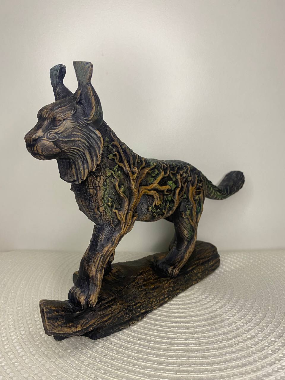 Wild Cat Figurine Wooden Statue Norse Mythology Scandinavian Minimalist Decor Totem Forest Spirit