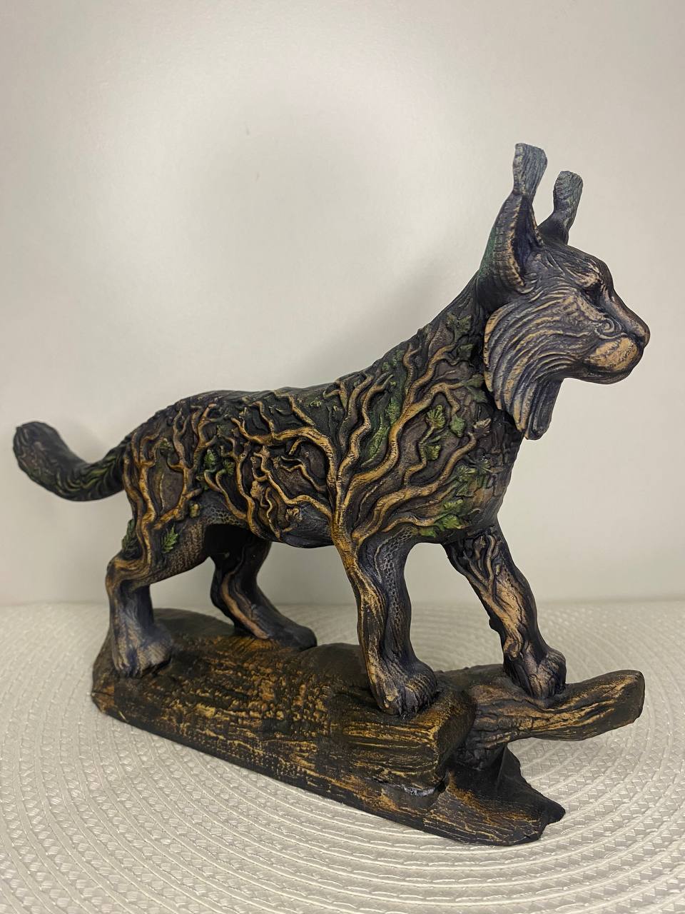Wild Cat Figurine Wooden Statue Norse Mythology Scandinavian Minimalist Decor Totem Forest Spirit