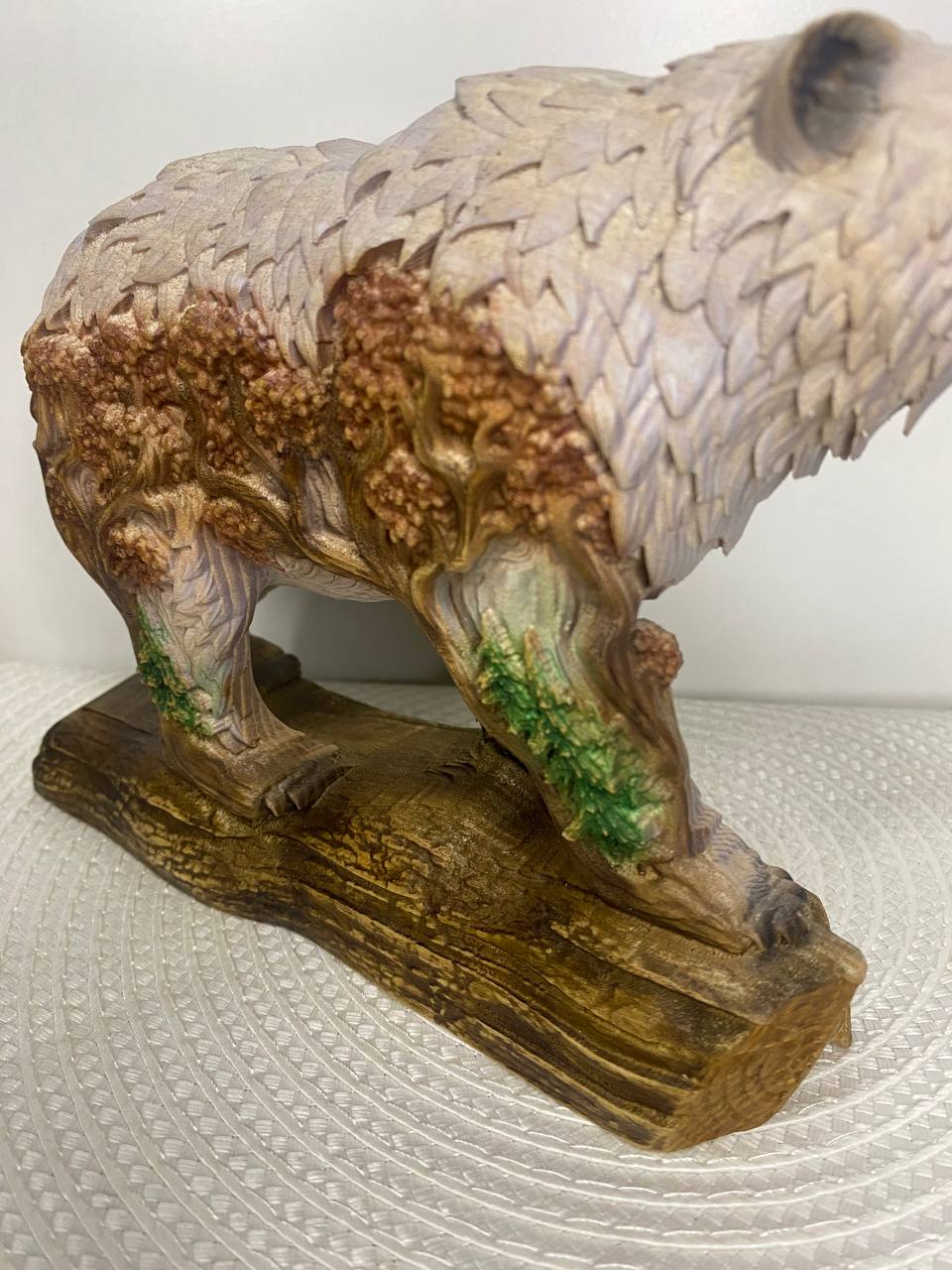 Bear Wood Forest Design Nature Decor Rustic Sculpture Wooden Carved  Woodland Animal Totem