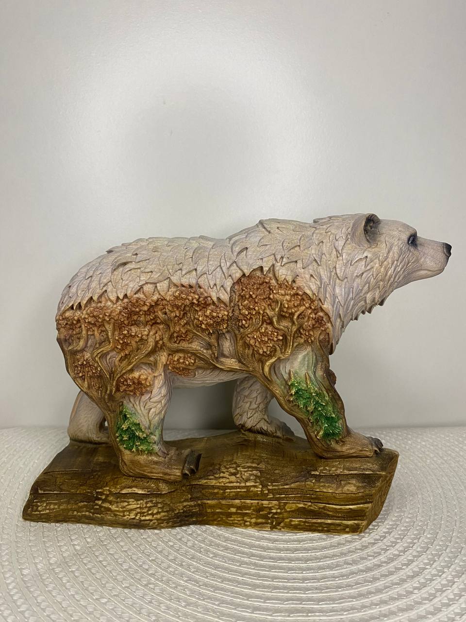Bear Wood Forest Design Nature Decor Rustic Sculpture Wooden Carved  Woodland Animal Totem