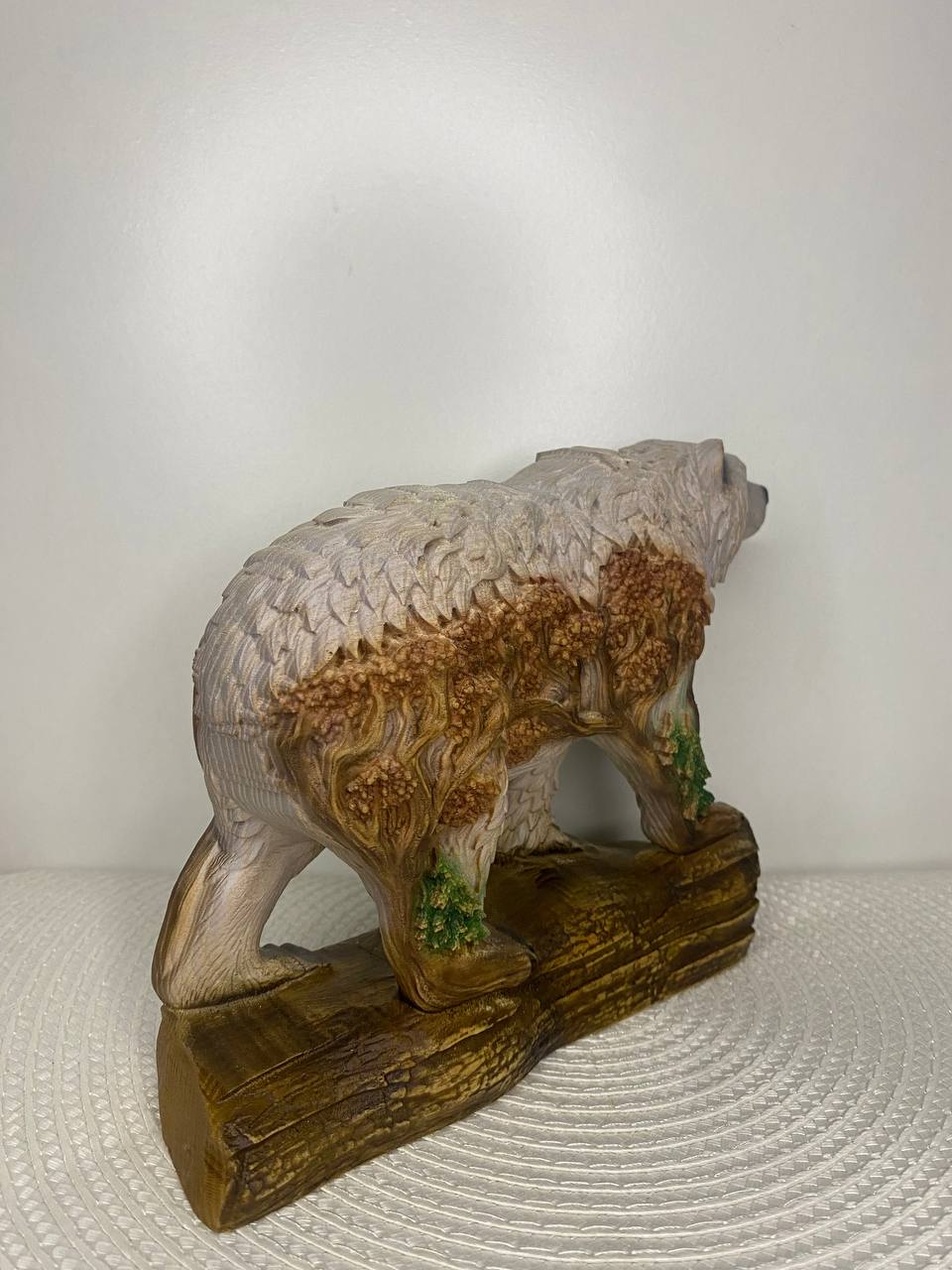 Bear Wood Forest Design Nature Decor Rustic Sculpture Wooden Carved  Woodland Animal Totem